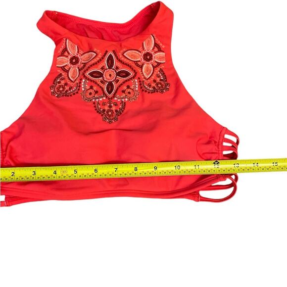 Boho western Hollister Red Floral medium racerback bikini top removal pads - Picture 4 of 5